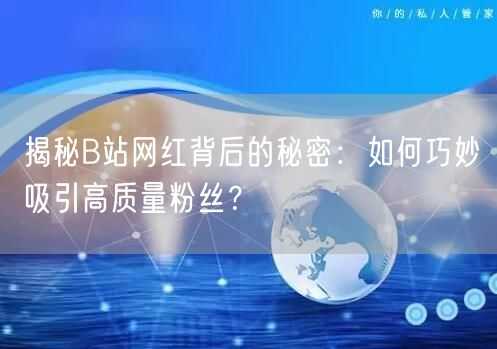 揭秘B站网红背后的秘密：如何巧妙吸引高质量粉丝？