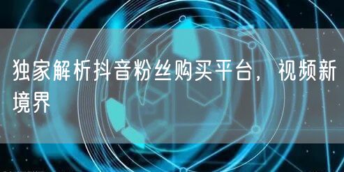 独家解析抖音粉丝购买平台，视频新境界