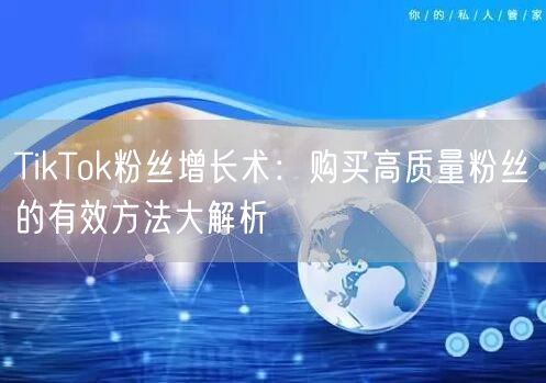 TikTok粉丝增长术：购买高质量粉丝的有效方法大解析
