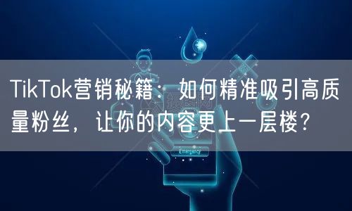 TikTok营销秘籍：如何精准吸引高质量粉丝，让你的内容更上一层楼？