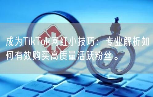 成为TikTok网红小技巧：专业解析如何有效购买高质量活跃粉丝。