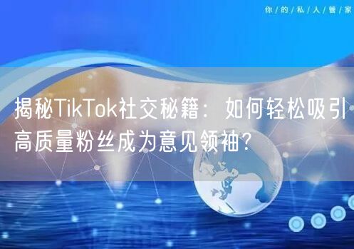 揭秘TikTok社交秘籍：如何轻松吸引高质量粉丝成为意见领袖？