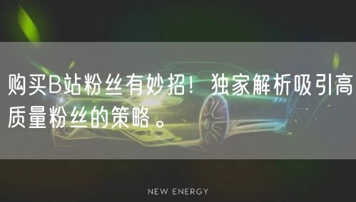 购买B站粉丝有妙招！独家解析吸引高质量粉丝的策略。