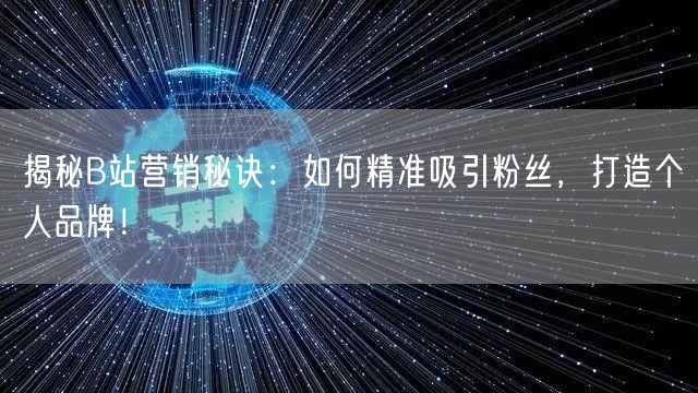 揭秘B站营销秘诀：如何精准吸引粉丝，打造个人品牌！