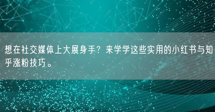 想在社交媒体上大展身手？来学学这些实用的小红书与知乎涨粉技巧。