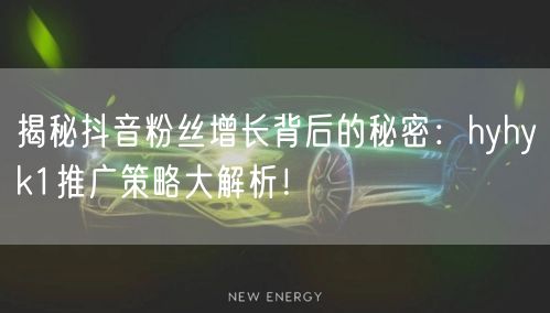 揭秘抖音粉丝增长背后的秘密：hyhyk1推广策略大解析！