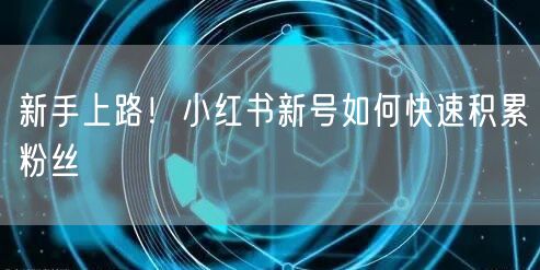 新手上路！小红书新号如何快速积累粉丝