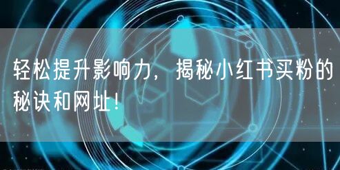 轻松提升影响力，揭秘小红书买粉的秘诀和网址！