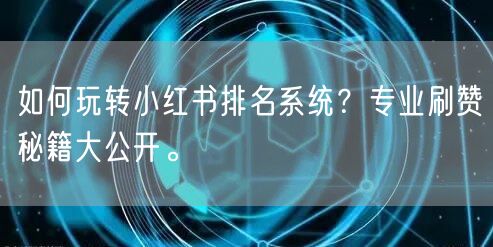 如何玩转小红书排名系统？专业刷赞秘籍大公开。